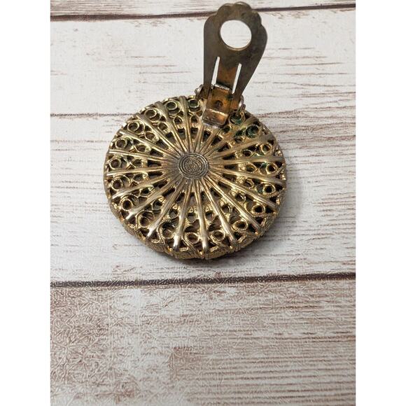 Vintage Clip On Earrings - 1.25" Metallic - Cosmetic Damage - Picture 7 of 8